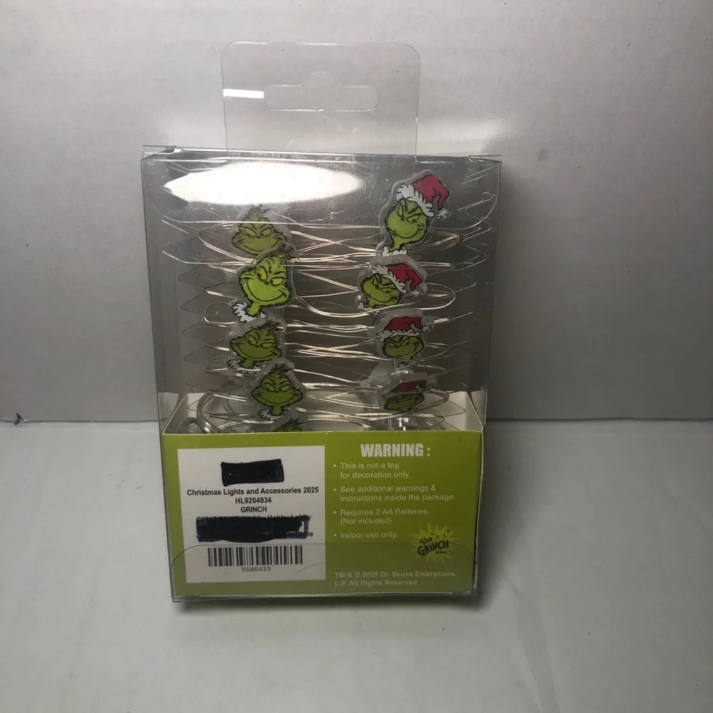 Dr. Seuss The Grinch Mini String Lights 20 LED Lights NEW-Two Sets Christmas